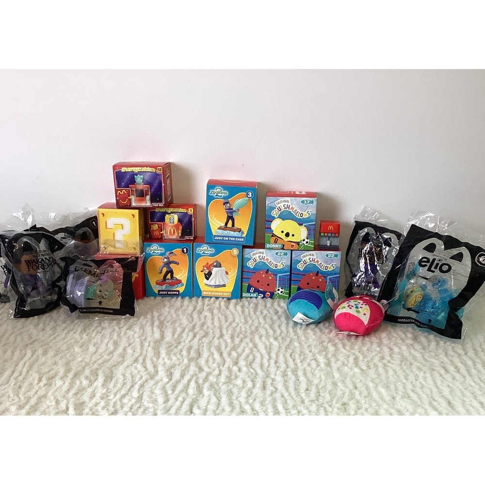 McDonald's Happy Meal Toy Lot – 18 Piece Bundle - Elio Zoo Black Panther Squish